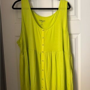 Torrid Yellow Green Buttoned Relaxed Tank Top